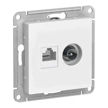 Розетка ATLASDESIGN двойная компьютерная+ТВ RJ45+TV (белая) - ЭЛЕКТРИКА в Туле